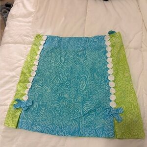 Lilly Pulitzer Turquoise & Lime Caged Tiger Printed Mini Skirt Vintage Design